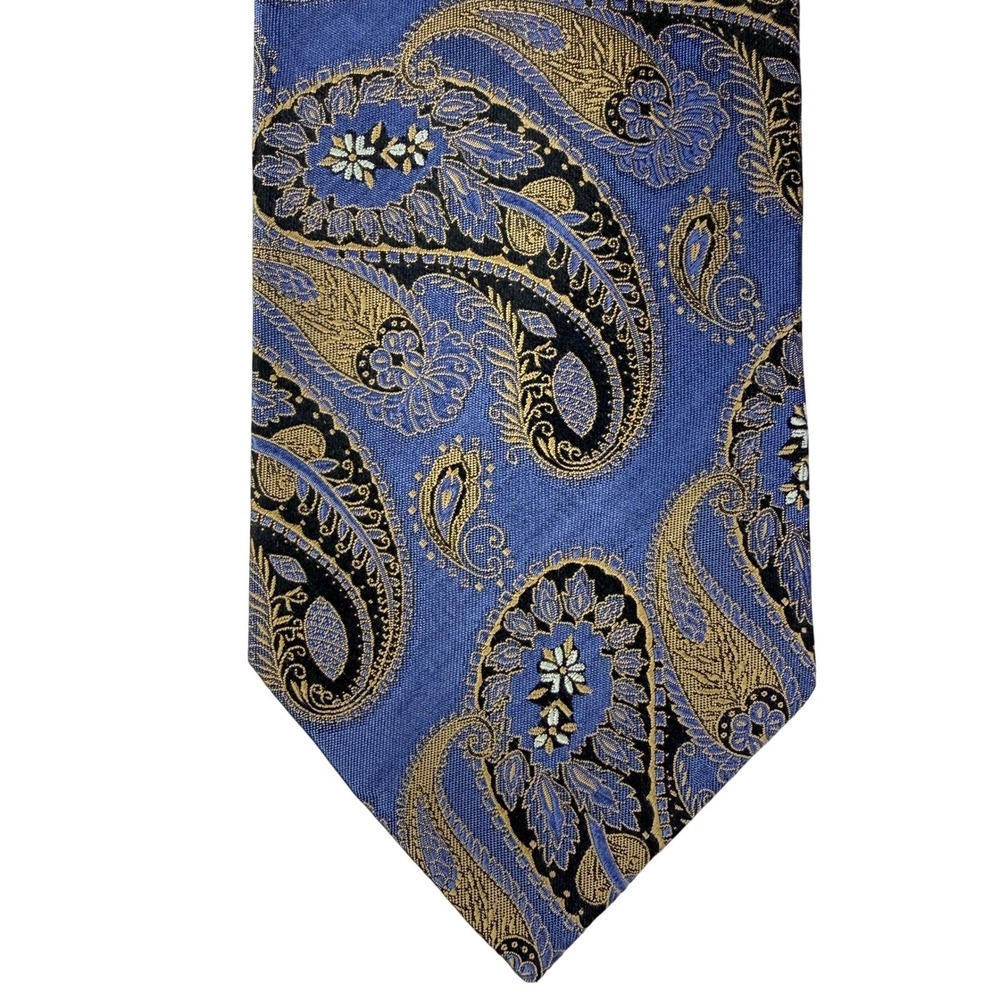 Alexander Julian Blue Black Paisley Business‎ Necktie Mens Silk Made in Korea